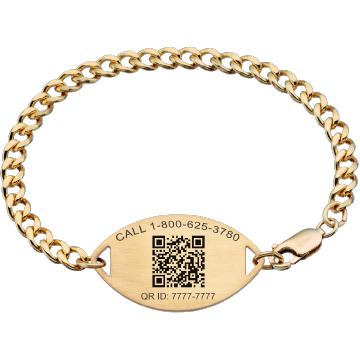 QR Code Classic Embossed Medical ID Bracelet 10k Gold, Gold, large image number 2